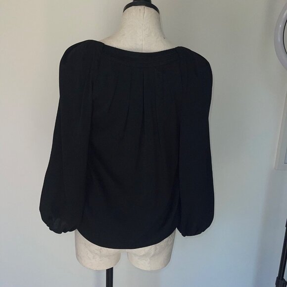 Diane Von Furstenburg Womens Top Size 4 Black V Neck Long Sleeve Casual - Picture 16 of 16